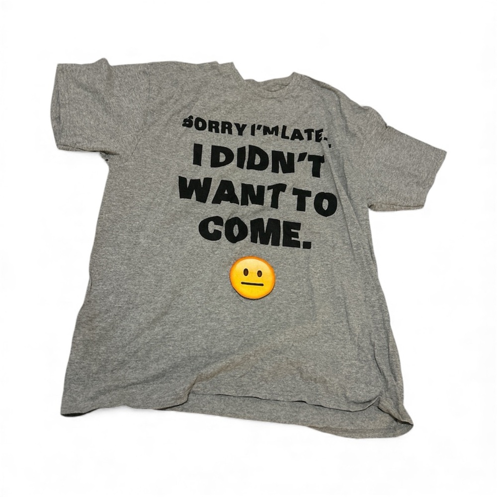 Gray Graphic T-Shirt with Emoji